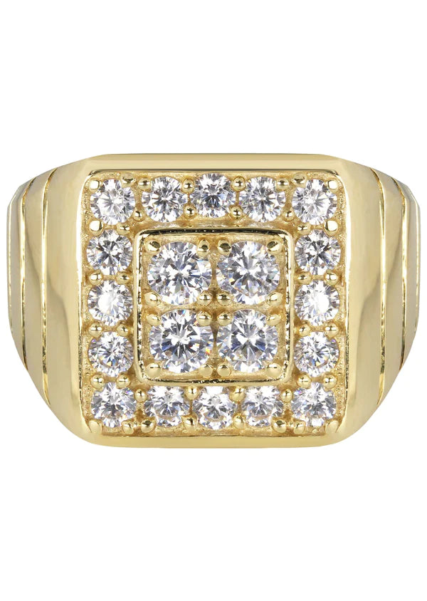 Ladies sparkling aquamarine ring -Mens Pinky Ring | 10K Solid Yellow Gold | Style #10