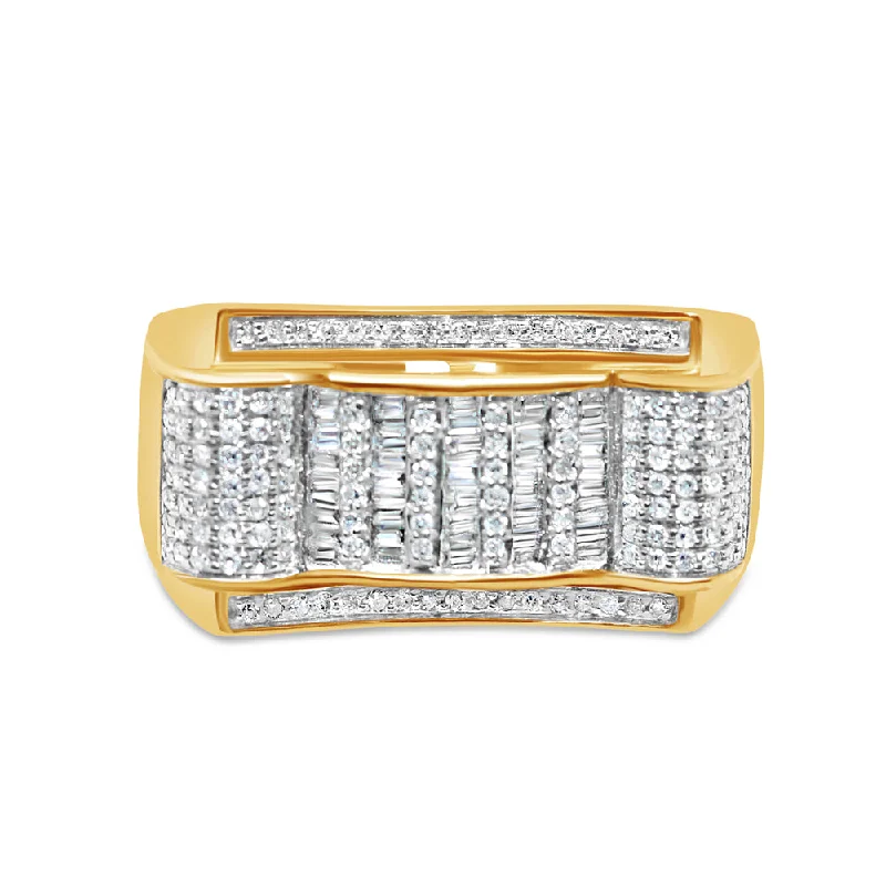 Ladies lightweight pearl ring -Mens Diamond Pinky Ring | 10K Yellow Gold | 0.80CTW