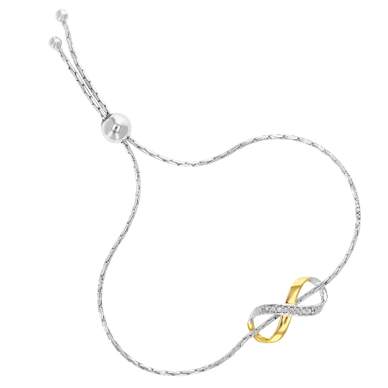 Elegant silver vine bracelets for women -1/20 cttw Diamond Bracelet Yellow Gold Plated Over .925 Sterling Silver Infinity - Yellow