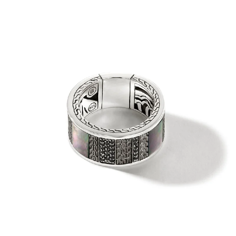 Ladies boho-inspired tribal ring -Carved Chain Inlay Band Ring