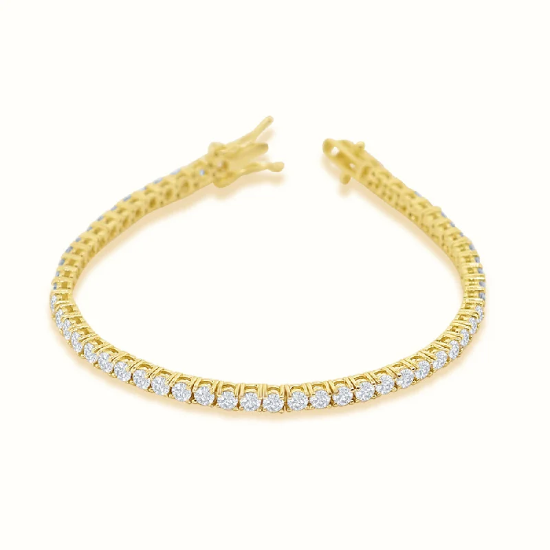 Ladies trendy silver wrap bracelets -Women's Vermeil Diamond Buttercup Tennis Bracelet