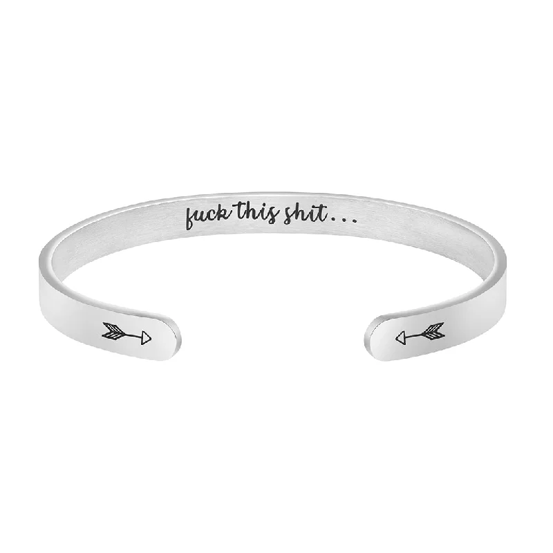 Ladies vintage-style spiral bangle bracelets -F**k This Shit Hidden Message Mantra Cuff Bracelet