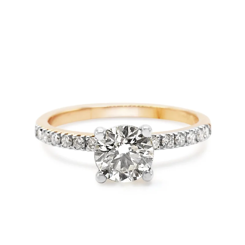 Vintage crystal accent ring for ladies -IGI Certificated 1.06ct Solitaire Brilliant Diamond Ring