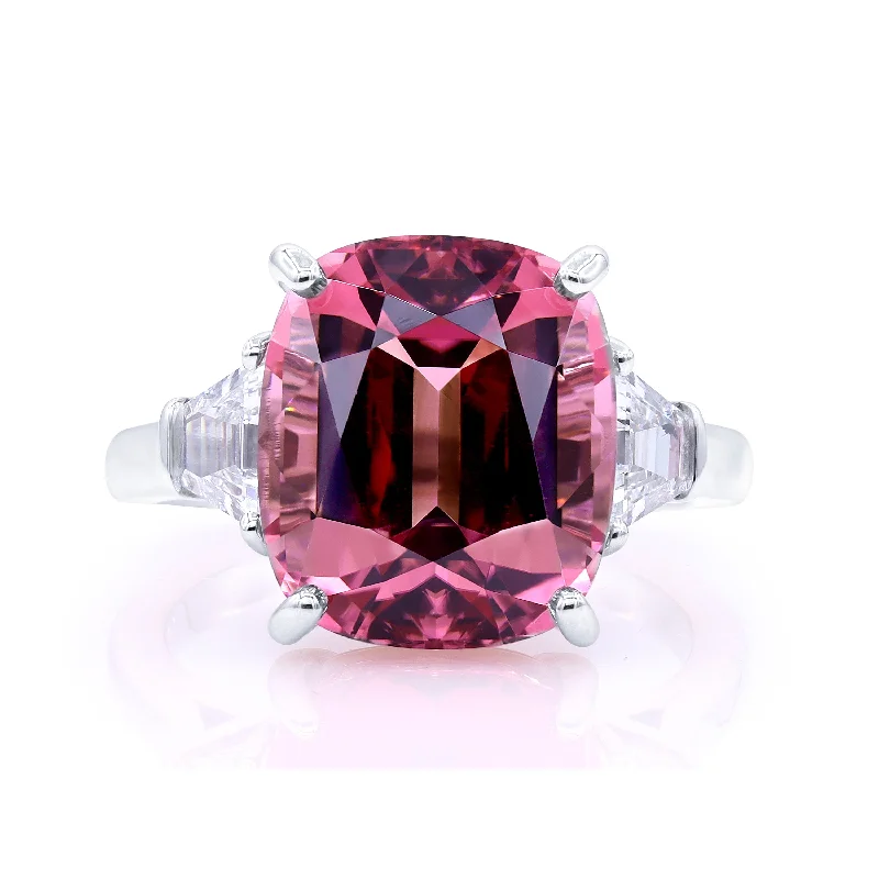 Classic silver knot ring for ladies -Platinum Pink Tourmaline Diamond Ring