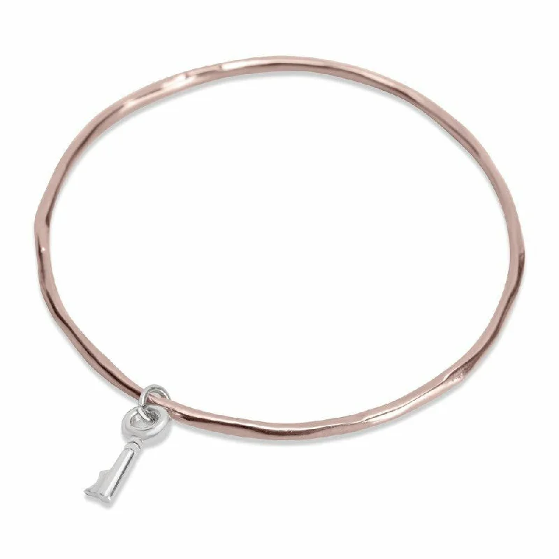 Trendy gold petal cuff bracelets -Key Bangle | Rose Gold - Silver