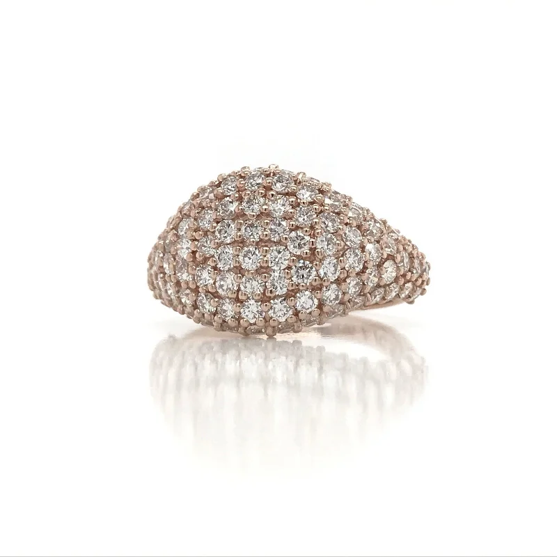 Simple rose gold wave ring for ladies -"LADRG01934" All Over Pave Statement Pinky Ring