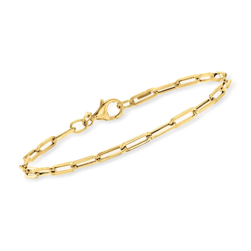 Trendy gold petal cuff bracelets -Ross-Simons Italian 14kt Yellow Gold Paper Clip Link Bracelet