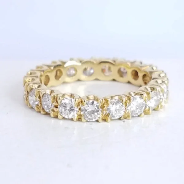 Vintage-inspired crystal ring for women -"ETNBD01942" Diamond Eternity Ring in 18K Yellow Gold