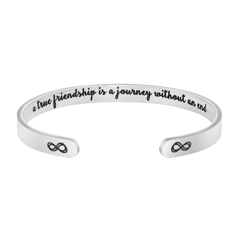 Ladies elegant peridot cuff bracelets -Joycuff A True Friendship is A Journey Without An End Mantra Hidden Message Cuff Bracelet