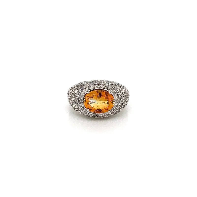 Simple gold knot ring for women -2.35Carat Yellow Topaz Ladies Diamond Ring