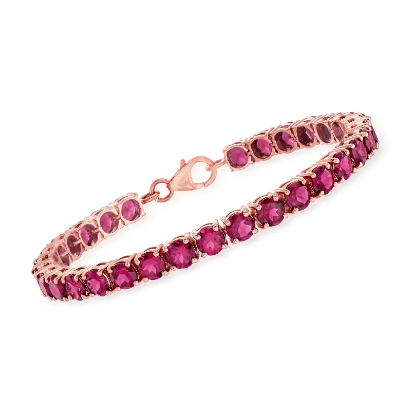 Ladies elegant peridot cuff bracelets -Ross-Simons Rhodolite Garnet Tennis Bracelet in 18kt Rose Gold Over Sterling