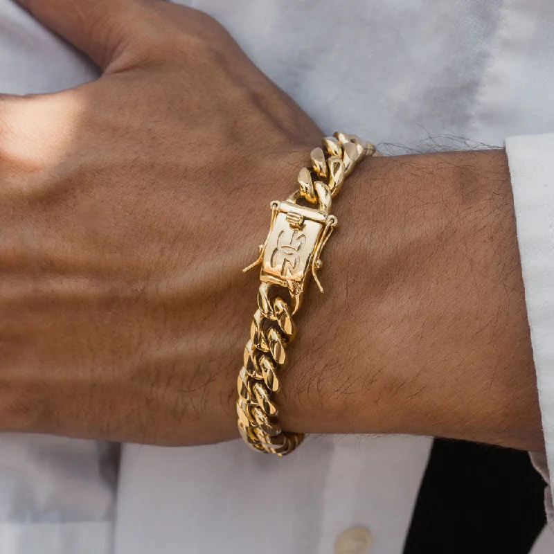 Simple rose gold spiral bracelets -Cuban Link Bracelet 12mm