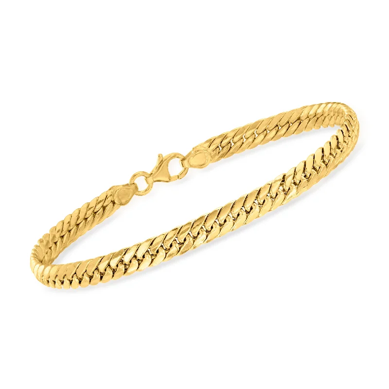 Trendy boho quartz bracelets -Ross-Simons Italian 14kt Yellow Gold Cuban-Link Bracelet