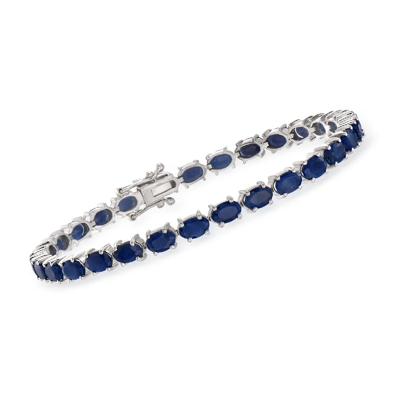 Vintage-inspired malachite bracelets -Ross-Simons Sapphire Tennis Bracelet in Sterling Silver