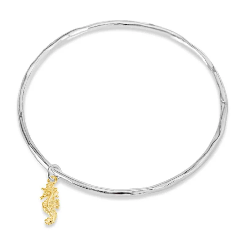 Ladies minimalist silver petal bracelets -Seahorse Bangle | Silver - Gold