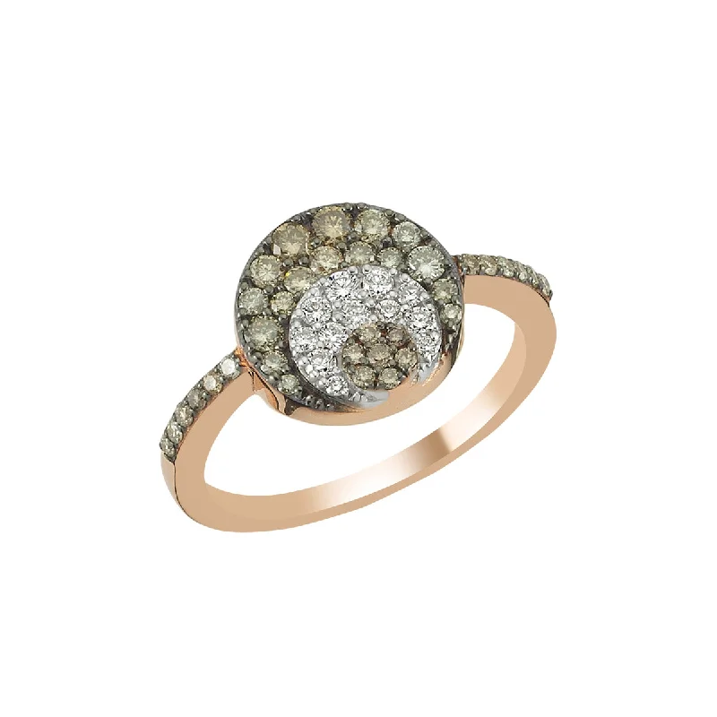 Ladies sparkling aquamarine ring -CINTEMANI XS BROWN & DIAMOND RING