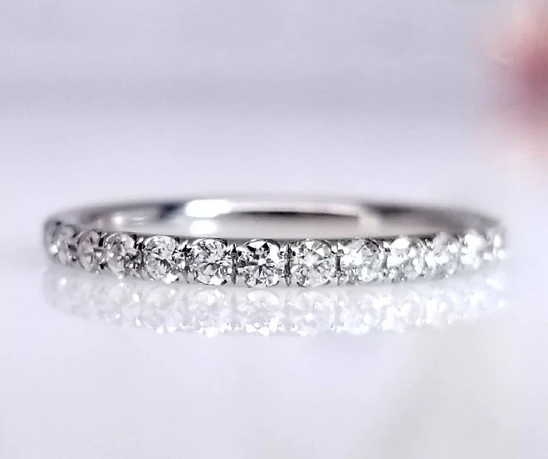 Ladies lightweight silver ring -"ETNBD02021" Delicate Thin Pave Diamond Eternity Ring ETNBD02021