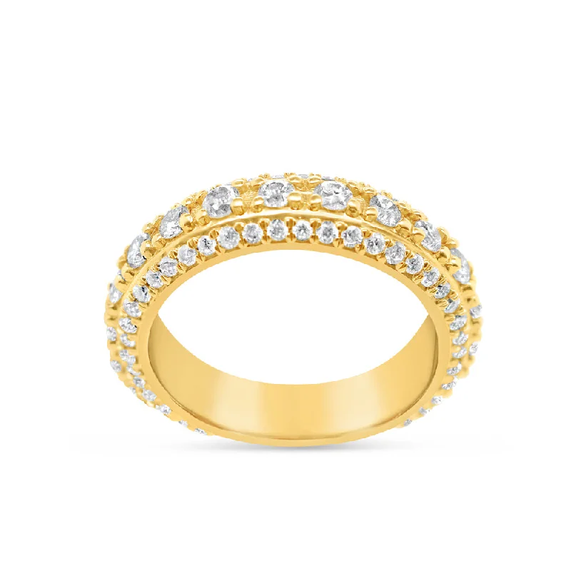 Ladies sparkling onyx band ring -Gold Round and Baguette Diamond Ring | 14K | 2.00 CTW