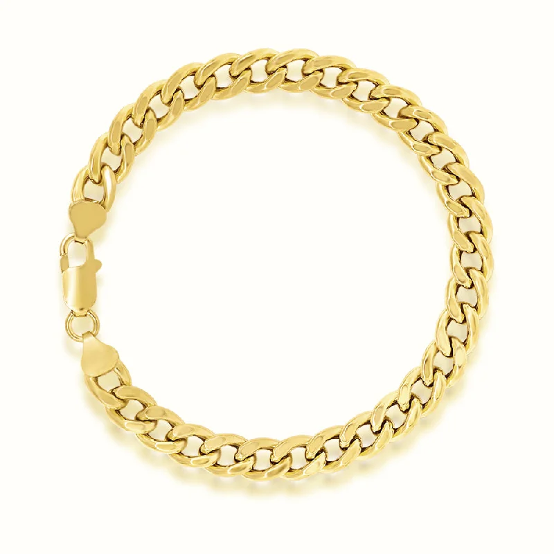 Ladies curved gold bangle bracelets -Women's Vermeil Cuban Link Bracelet 8mm