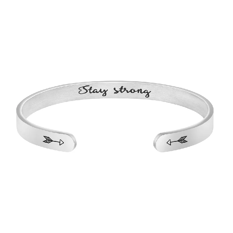 Trendy boho quartz bracelets -Stay Strong Hidden Message Cuff Bracelet