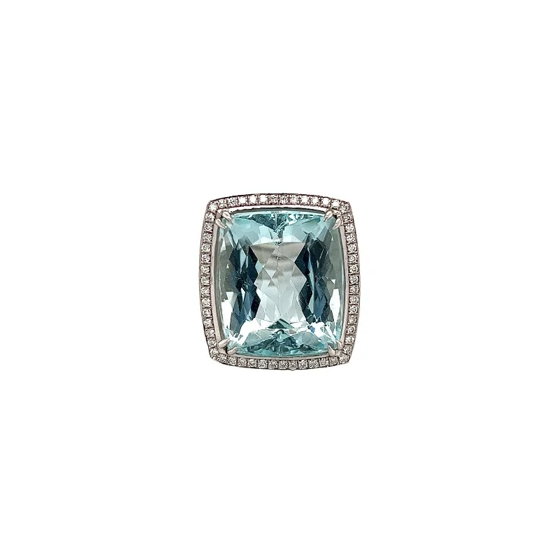 Ladies vintage sapphire stackable ring -24.50Carat Aquamarine Ladies Diamond Ring