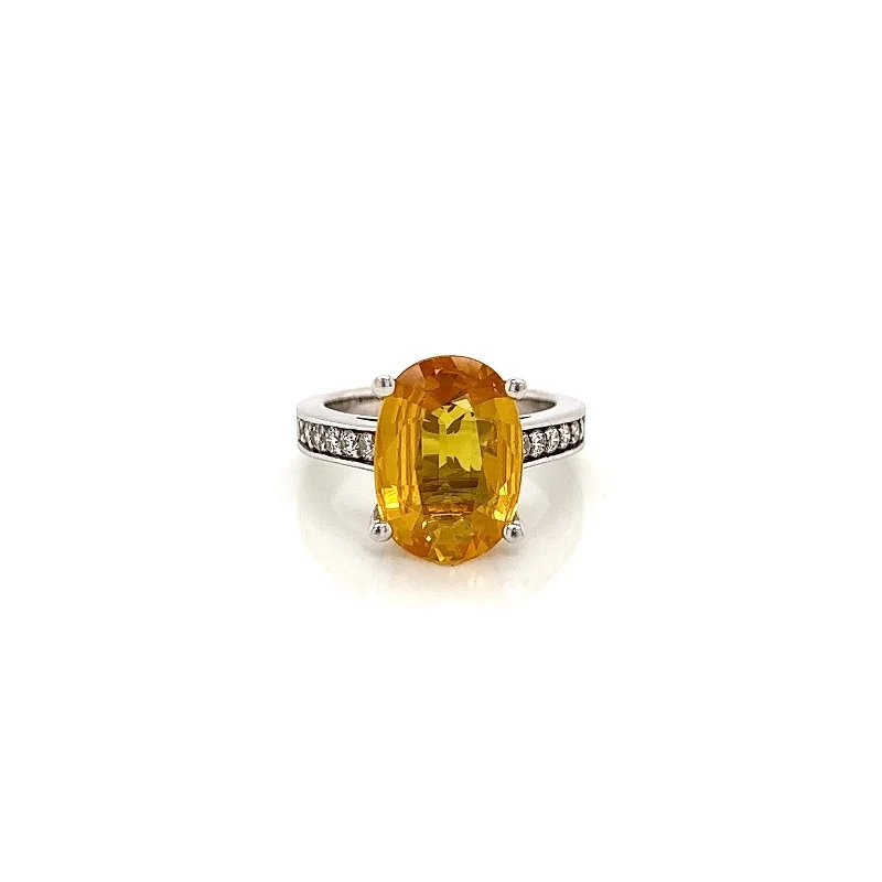 Ladies bold turquoise stone ring -5.60Carat Rare Yellow Sapphire Ladies Diamond Ring