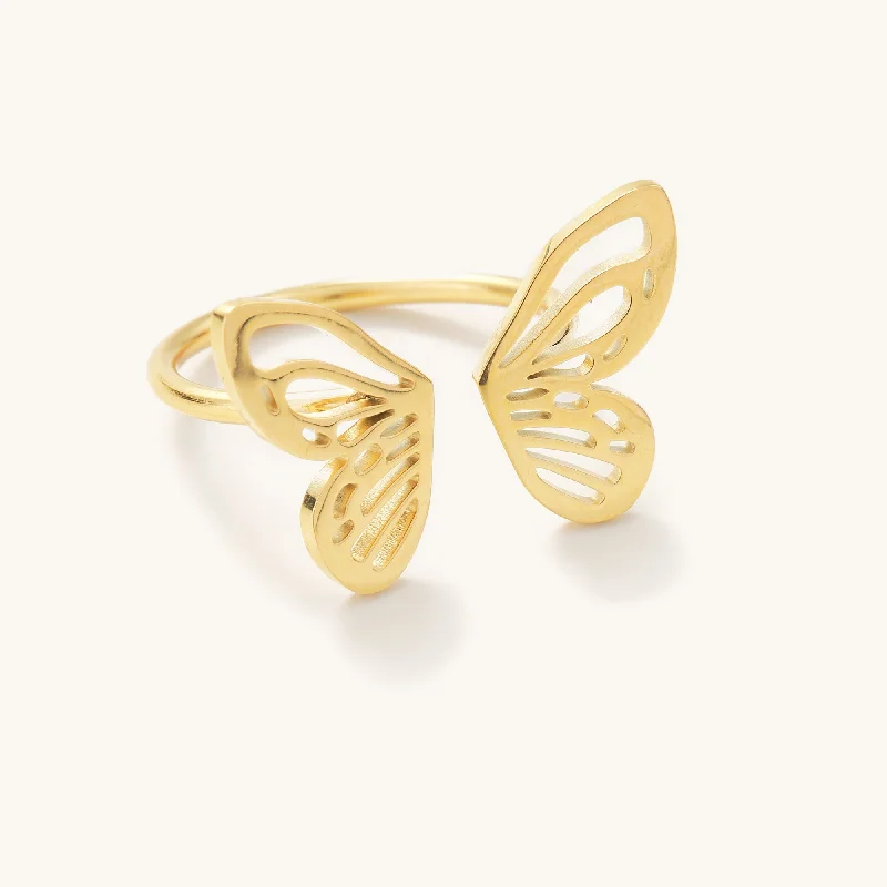 Ladies bold geometric cocktail ring -Monarch Butterfly Ring