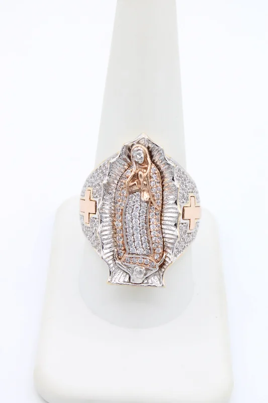 Classic silver wave ring for ladies -*NEW* 14k CZ Men Virgen Ring JTJ™