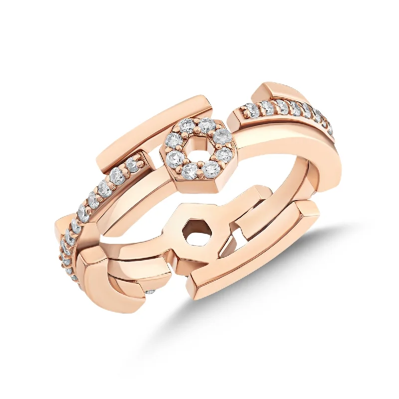 Ladies bold geometric cocktail ring -BRIDAL GOLD DIAMOND RING