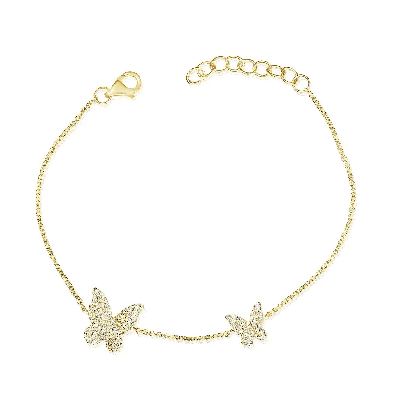 Ladies delicate floral wrap bracelets -14k Gold & Diamond Butterfly Bracelet