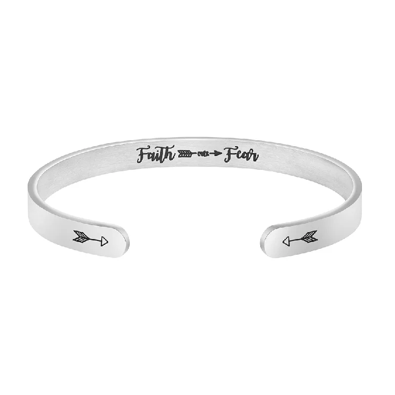 Ladies delicate floral wrap bracelets -Faith Over Fear Hidden Message Cuff Bracelet