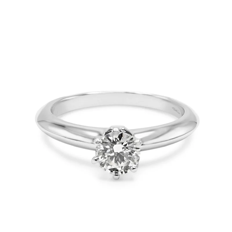 Simple gold knot ring for women -Tiffany & Co. Solitaire Diamond Ring - Platinum