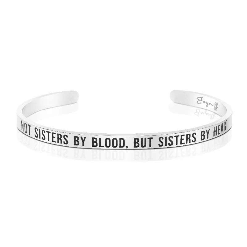 Ladies retro jade bangle bracelets -Not Sisters by Blood, but Sisters by Heart Mantra Bracelet Best Friend Gift BFF Jewelry