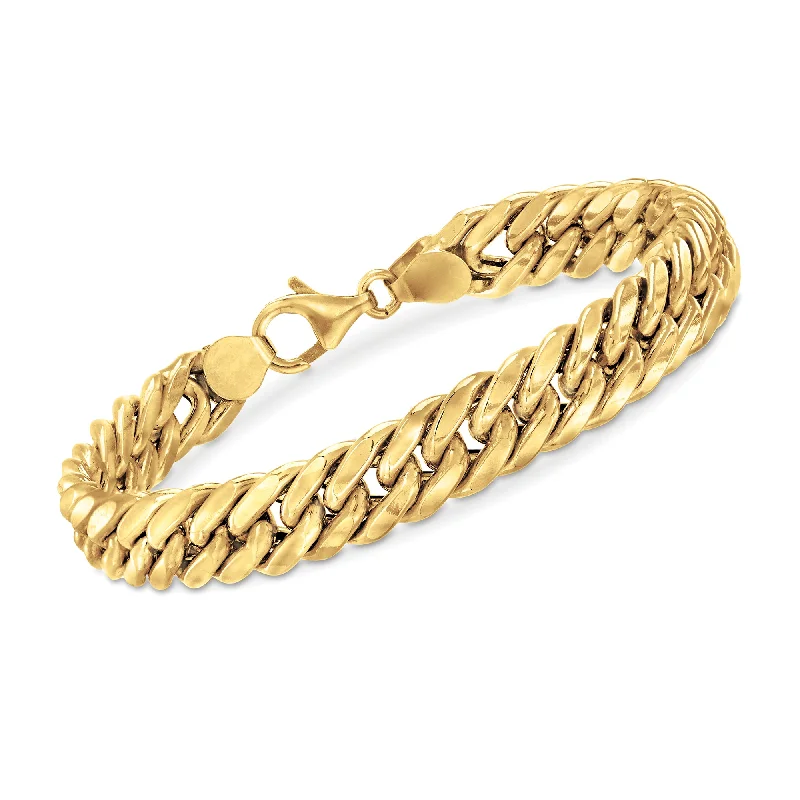 Modern diamond petal bracelets for women -Ross-Simons Italian 18kt Yellow Gold Cuban Link Bracelet