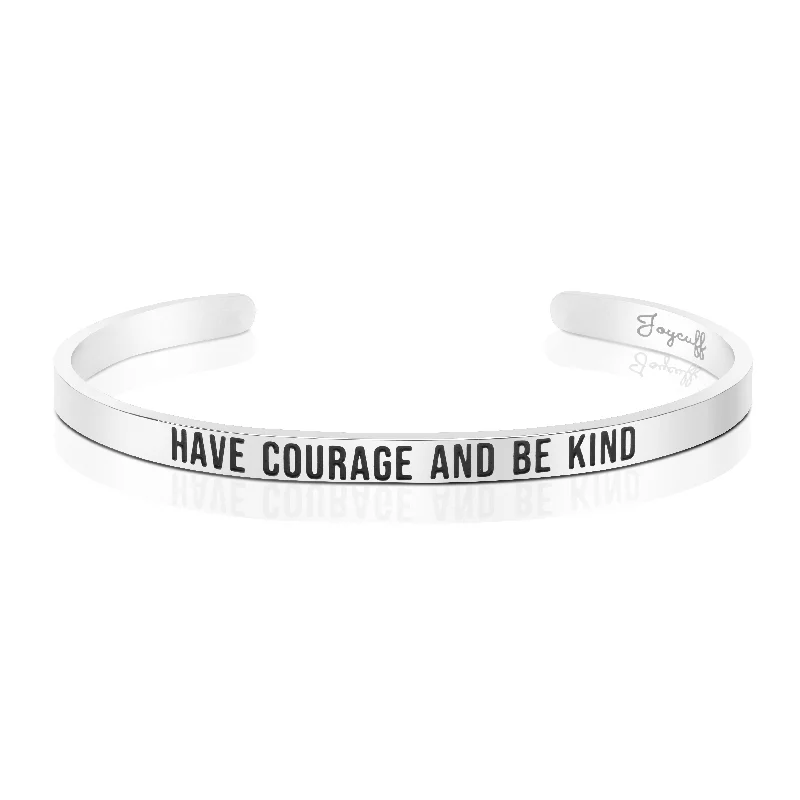 Minimalist silver wrap bracelets for women -Have Courage and be Kind Mantra Bracelet Friend Encouragement Gift for Her