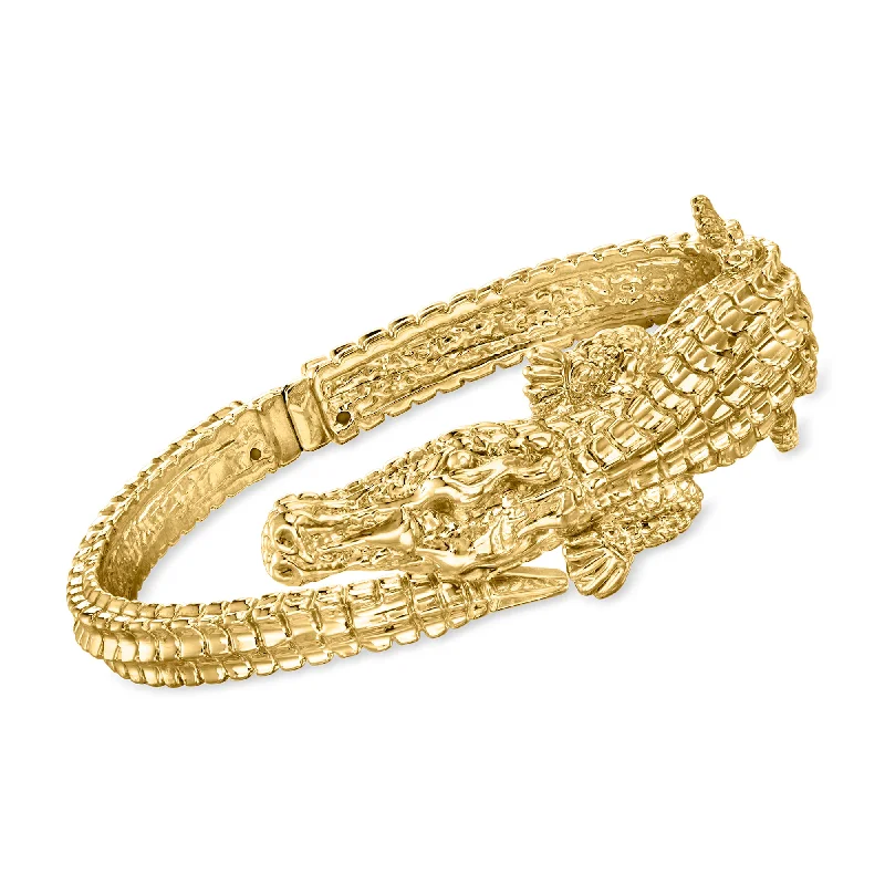 Ladies sparkling amethyst bangle bracelets -Ross-Simons Italian 18kt Yellow Gold Alligator Bangle Bracelet