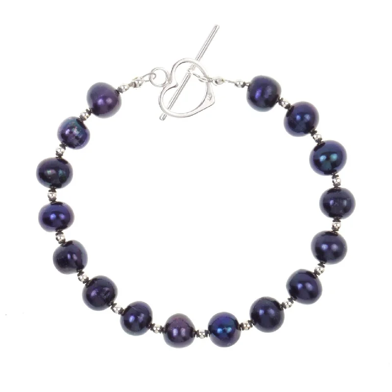 Ladies lightweight wrap bracelets -Sterling Pearl Bracelet | Midnight