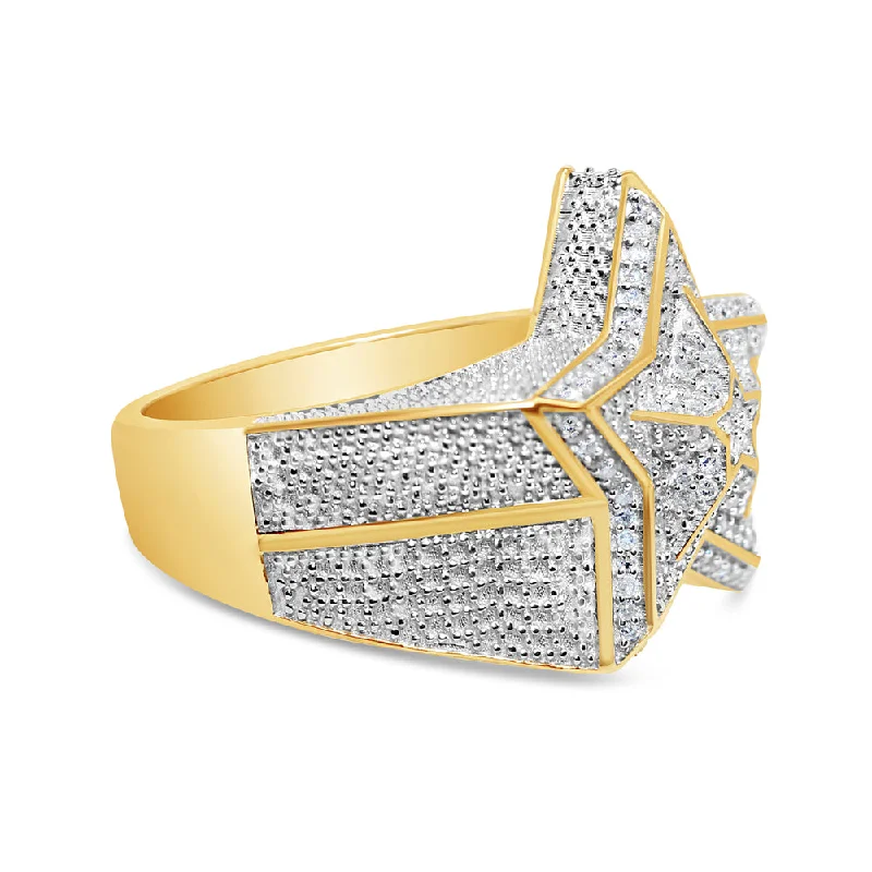 Ladies sparkling topaz band ring -Mens Diamond Star Pinky Ring | 10K Yellow Gold | 0.53CTW