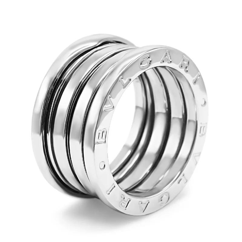 Modern geometric silver ring for women -B.Zero1 Three-Band Ring Size 51 - 18ct White Gold