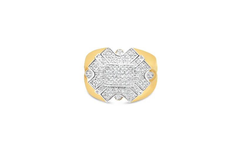 Ladies unique star-shaped ring -Mens Gold Diamond Pinky Ring | 14K Yellow Gold | 0.38 CTW