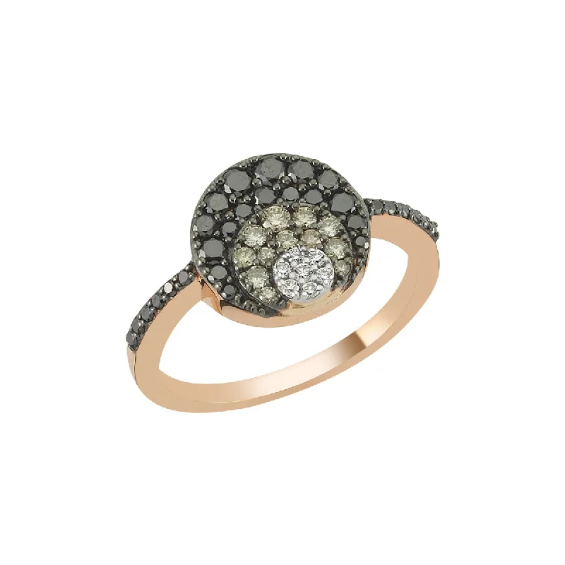 Ladies trendy open gem ring -CINTEMANI XS BROWN BLACK & DIAMOND RING