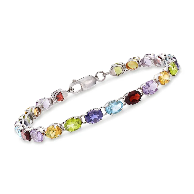 Ladies elegant lapis bracelets -Ross-Simons Multi-Stone Link Bracelet in Sterling Silver