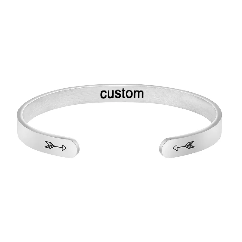 Elegant silver spiral charm bracelets for women -Customized Personalized Engraved Cuff Bracelets