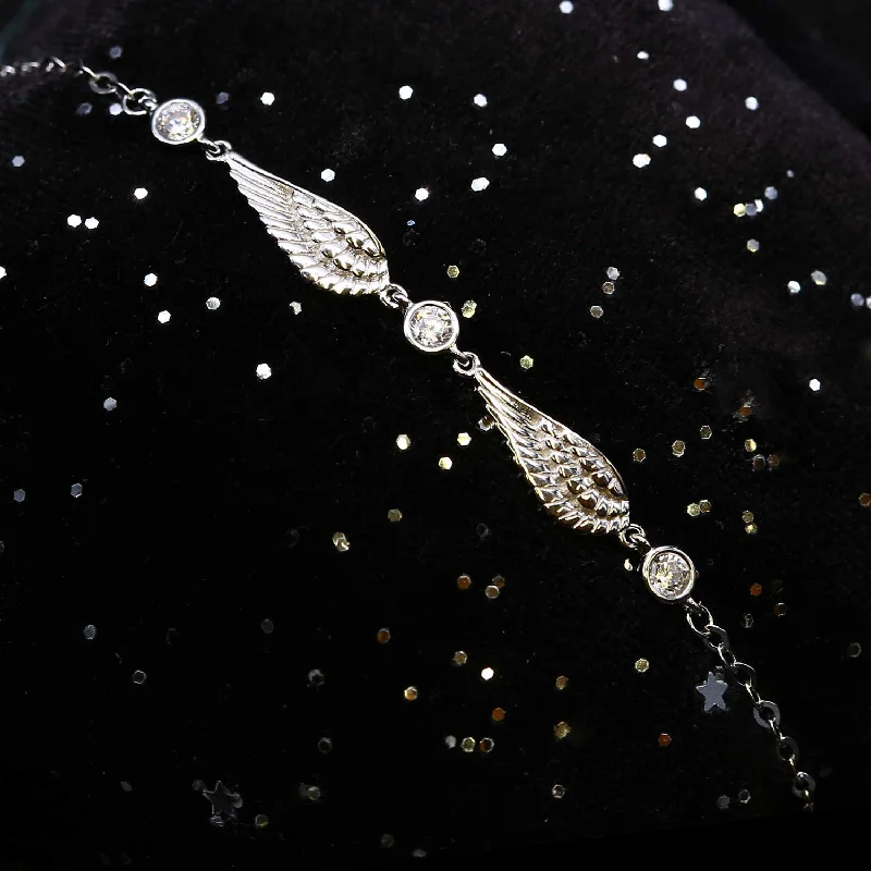 Vintage crystal petal bracelets for women -Bracelet en argent SPW045