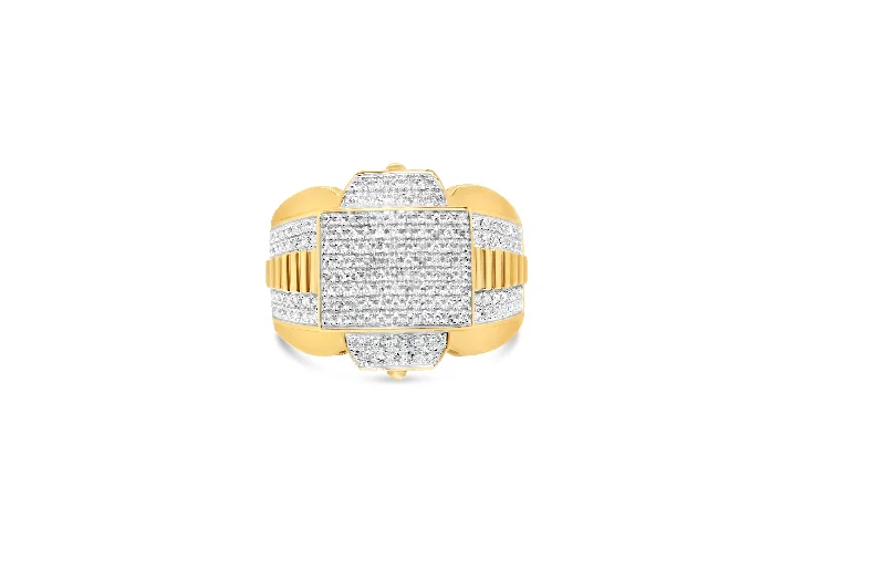 Trendy silver open ring for ladies -Mens Gold Diamond Pinky Ring | 14K Yellow Gold | 0.55 CTW