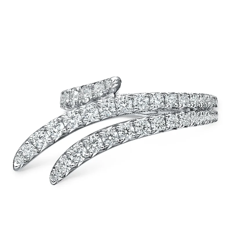 Classic gold open ring for women -Vela Triple Row Pave Ring