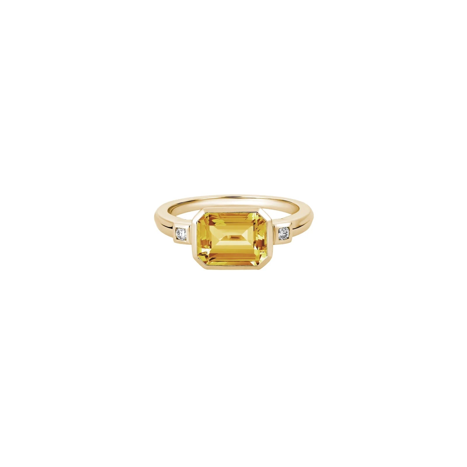 Modern rose gold twist ring for women -14K Yellow Gold Diamond Ring