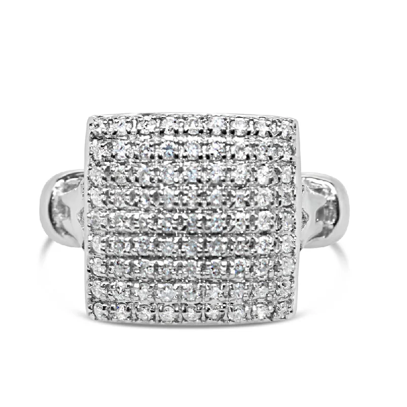 Delicate silver eternity ring for ladies -Mens Diamond Square Pinky Ring | 14K White Gold | 2.00CTW