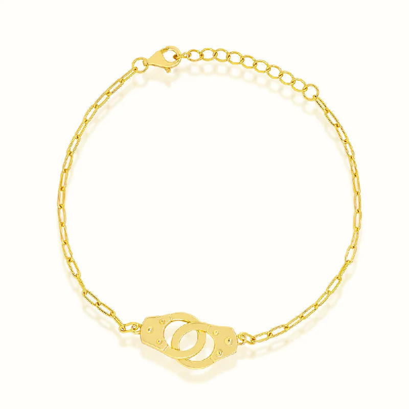 Trendy gold vine charm bracelets for women -Women's Vermeil Mini Handcuffs Bracelet