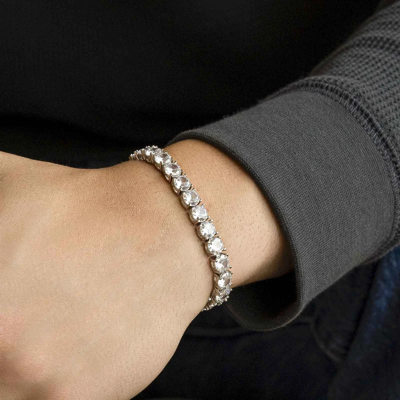 Simple silver crescent bracelets -Diamond Tennis Bracelet White Gold 6mm